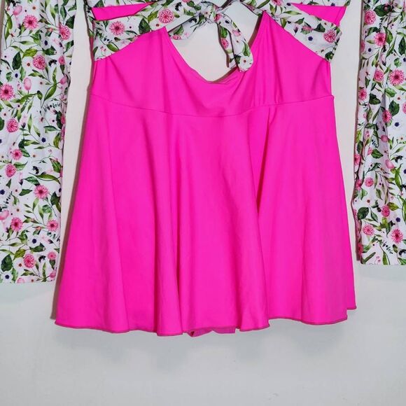 Nesy Pink and Green Floral Print Swim Dress NWT Size XL Long Sleeve Swim Dress - Picture 3 of 10